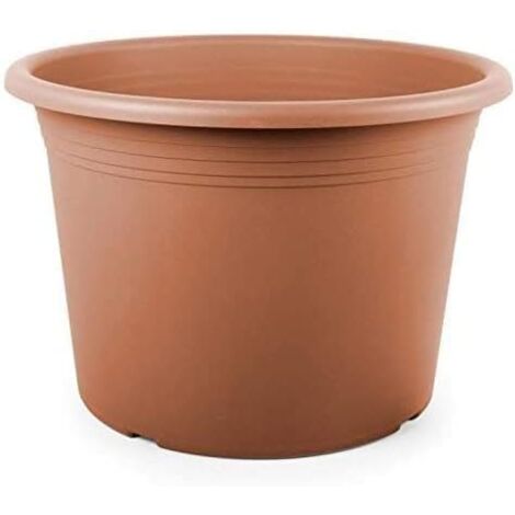 Vaso per piante e fiori in plastica rotondo, cilindro color terracotta Tomaino Ø35