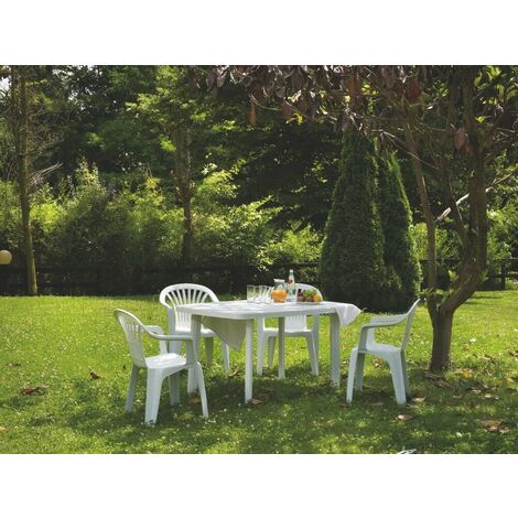 Set 4 pezzi Sedia da giardino in plastica effetto rattan, con braccioli,  impilabile - Tomaino