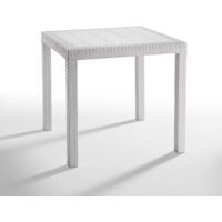 Tavolo da giardino in plastica quadrato Dallas effetto Rattan - Bianco