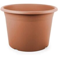 Vaso per piante e fiori in plastica rotondo, cilindro color terracotta Tomaino Ø25