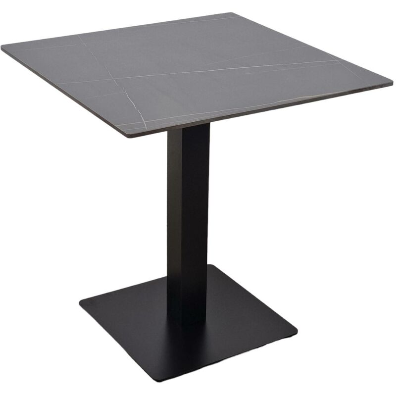 Tavolo 80x80 Top Arebasco Base Nero Pietra Sinterizzata