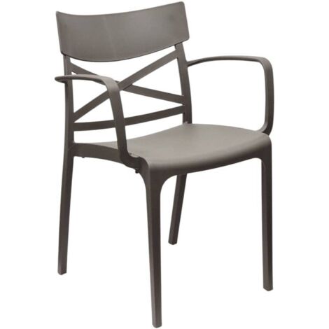 POLTRONA SEDIA IN RESINA DAFNE CON BRACCIOLI COLORE TORTORA EFFETTO RATTAN | Leroy Merlin