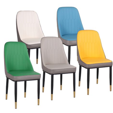 Set da 6 Sedie Cucina Multicolore Ecopelle Piedi Dorati Vienna  Bianco (1/5)