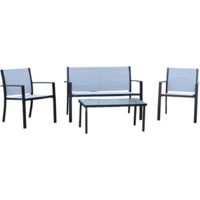 Salotto 2 Posti con 2 Poltrone e 1 Tavolino Giardino Missouri Grigio