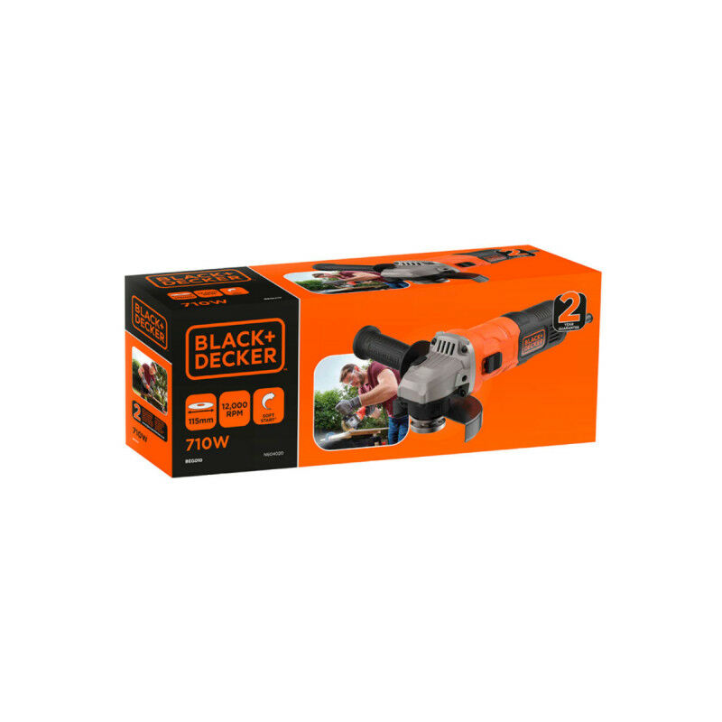 Black+Decker 710W 230V 115mm Corded Angle grinder BEG010A5