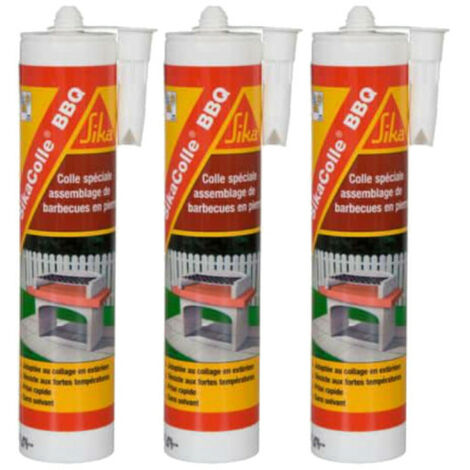 Set of 3 adhesives for assembling small stone barbecues - SIKA SikaColle BBQ - Light beige - 500g