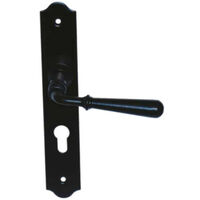 Door handle on narrow plate with classic key Beynac model - Black iron