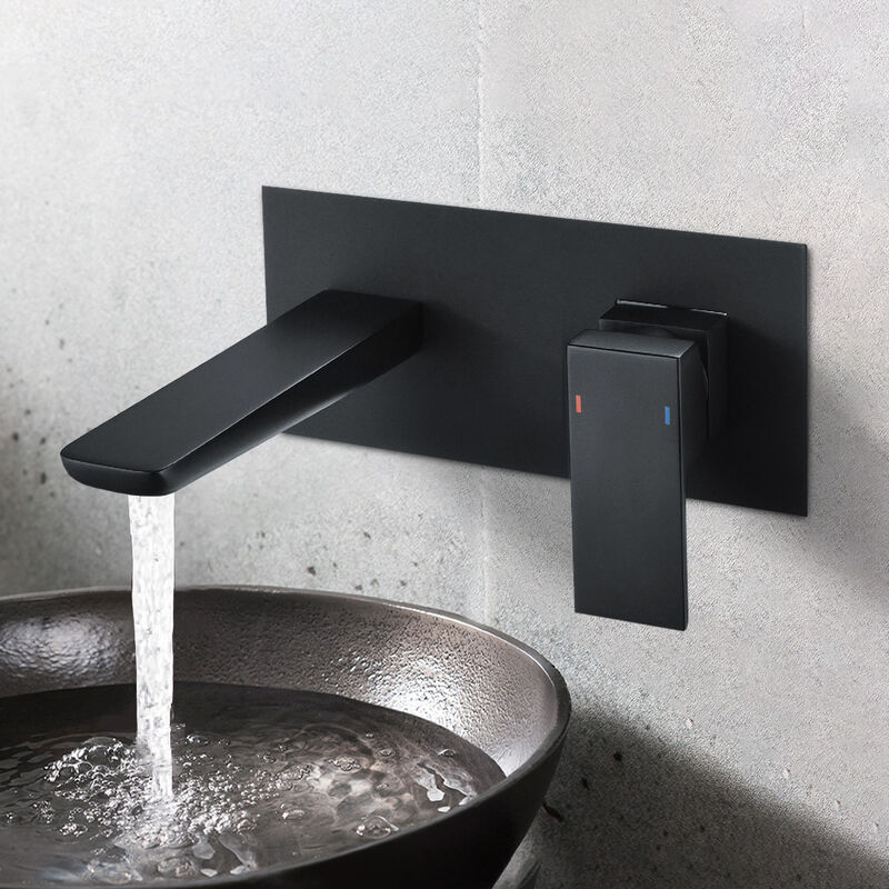 Buy RUMOSE Matte Black Bathroom Faucet Widespread Bathroom Sink Faucet Two Handle 8 Inch Bathroom Faucets For Sink 3 Hole Brass Waterfall Mixer Taps