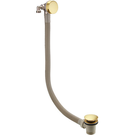 Modern Brushed Brass Waterfall Bath Filler with Pop Up Waste and Overflow (1/2)