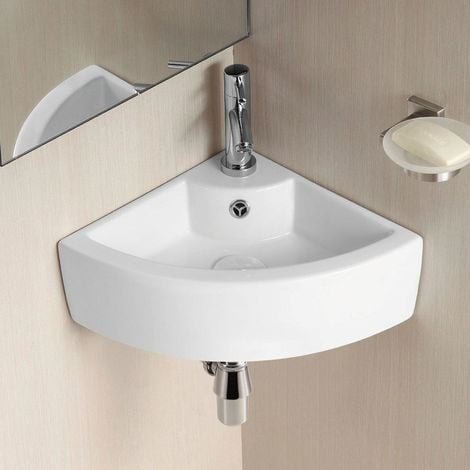 Tulla 450 x 325mm Cloakroom Small Quarter Circle Corner Wall Hung Basin ...