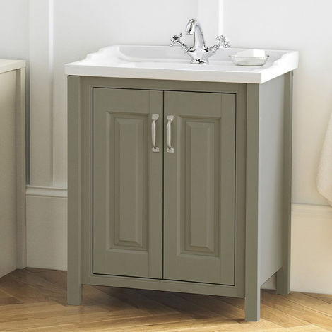 Chiltern Traditional 600mm Freestanding 2 Door Vanity Basin Unit Stone Grey