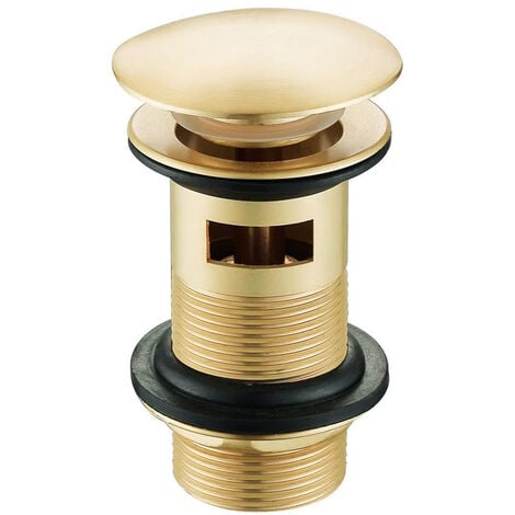 Push Button Slotted Basin Waste Brushed Brass