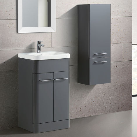 Lex 500mm Vanity Basin Unit & Wall Hung Cabinet Grey