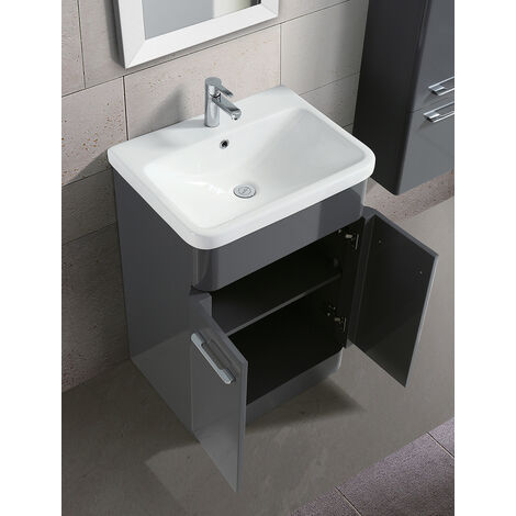 Lex 500mm Vanity Basin Unit & Wall Hung Cabinet Grey