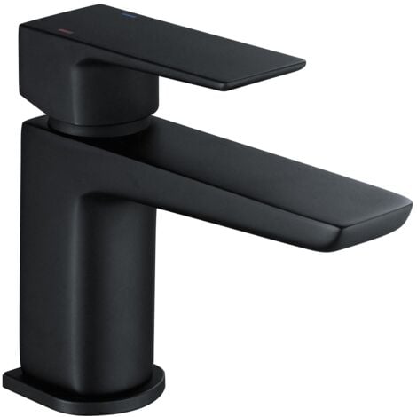 Astra Modern Matte Black Cloakroom Basin Single Lever Tap + Waste