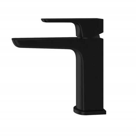 Astra Modern Matte Black Cloakroom Basin Single Lever Tap + Waste