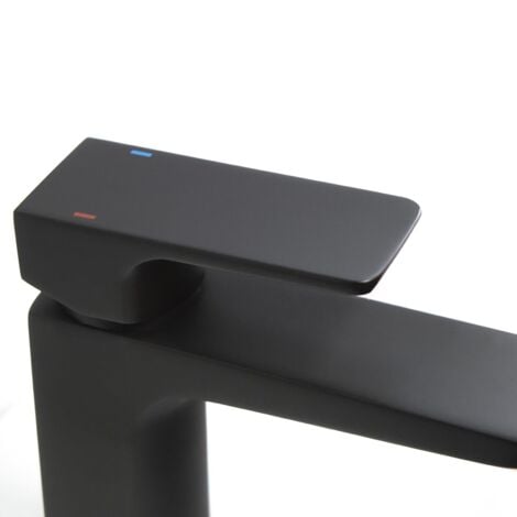 Astra Modern Matte Black Cloakroom Basin Single Lever Tap + Waste