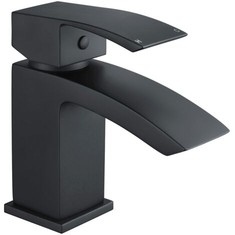 Arke Contemporary Matte Black Basin Sink Mono Mixer Tap And Waste