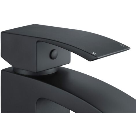 Arke Contemporary Matte Black Basin Sink Mono Mixer Tap And Waste