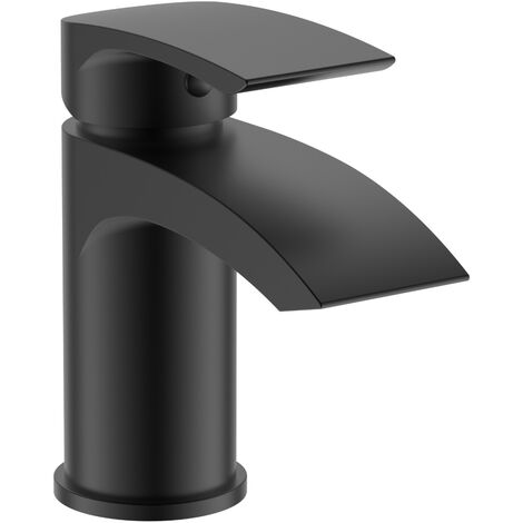 Vago Modern Cloakroom Matte Black Basin Sink Mono Mixer Tap