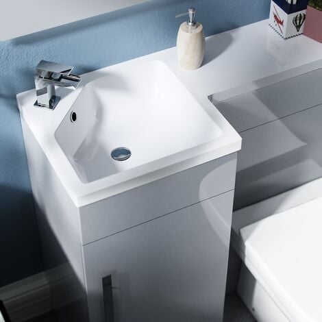 Raven LH 900mm Vanity Basin Unit, WC Unit & Elso Back to Wall Toilet Grey