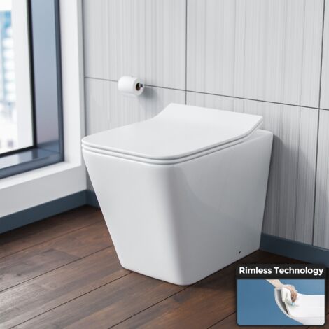 Elora Back To Wall Rimless WC Toilet Pan & Soft Close Seat + Concealed Cistern (1/5)