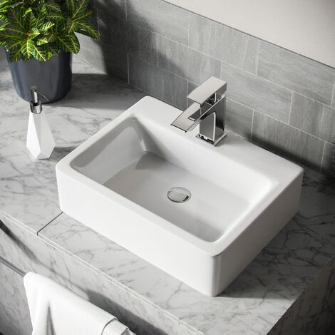 Leven 420 x 320mm Cloakroom Rectangle Counter Top Basin rounded Edges