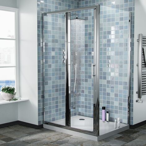 Bi-Fold Folding 700 mm Glass Door with Frameless 900 mm Side Panel (1/5)