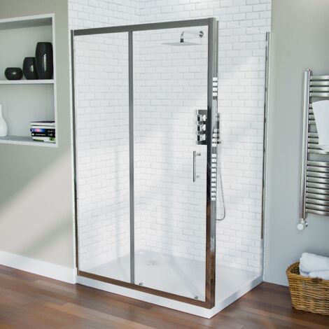 Shower 1200mm Sliding Door with 700 mm Frameless Glass Side Panel Screen (1/5)