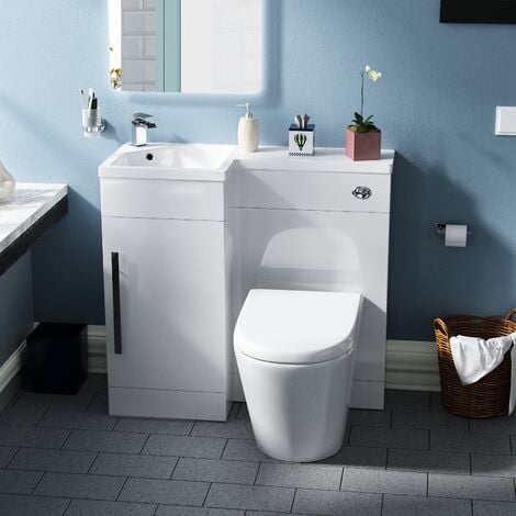 Raven LH 900mm Vanity Basin Unit, WC Unit & Ellis PP Back to Wall ...