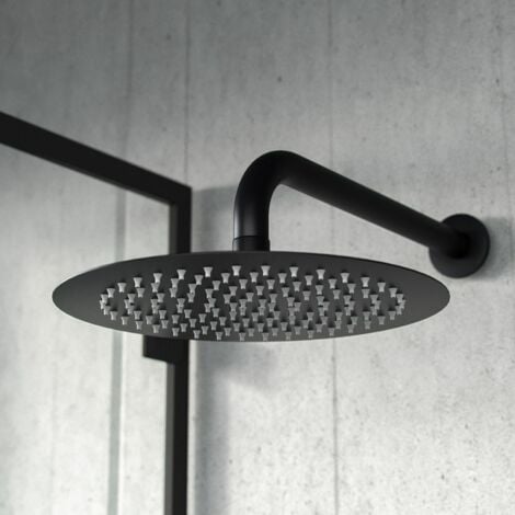 Overhead Rainfall Shower Matt Black Thermostatic Mixer Valve and Handheld Temel