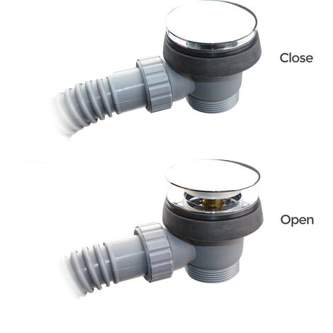 Easy Clean Bath Click Clack Sprung Waste - Overflow