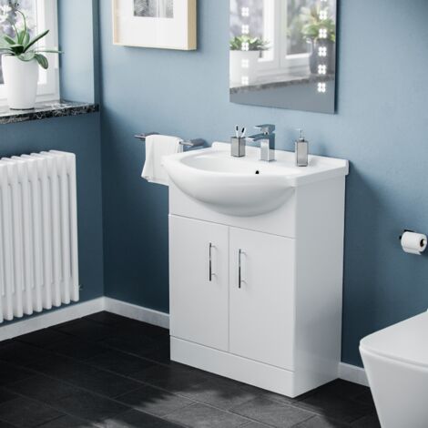 Dyon 650mm Floorstanding Vanity Basin Unit White (1/4)