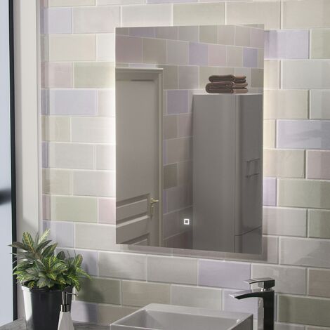 Nes Home – Riley large illuminated back-lit bathroom mirror – Rectangular shape – IP44 energy efficient LED – Touch sensor – Demist technology – Wall mounted (1/5)