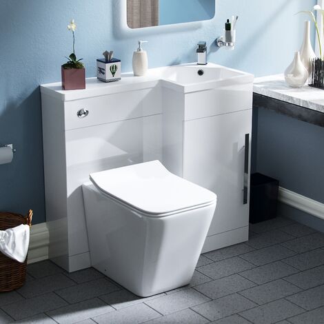 Raven RH 900mm Vanity Basin Unit, WC Unit & Elora Back to Wall Toilet White