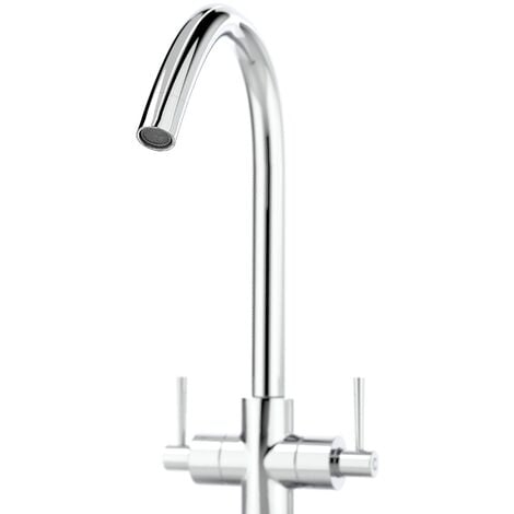 Lila Twin Lever Chrome 360 Swivel Spout Kitchen Sink Tap