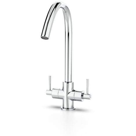 Lila Twin Lever Chrome 360 Swivel Spout Kitchen Sink Tap