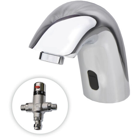Cairo Contemporary Sensor Activated Basin Sink Mono Mixer Tap With TMV Valve (1/5)