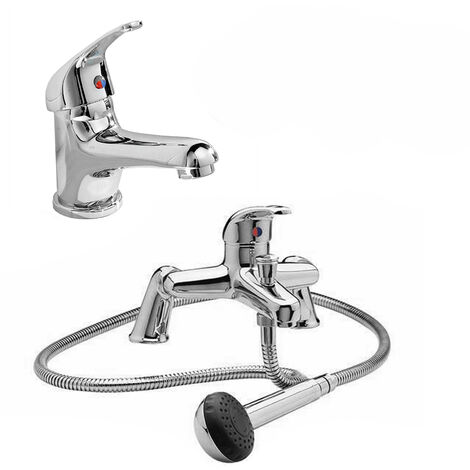 Studio Modern Chrome Basin Sink Mono Mixer Tap & Bath Shower Mixer Tap Set (1/5)