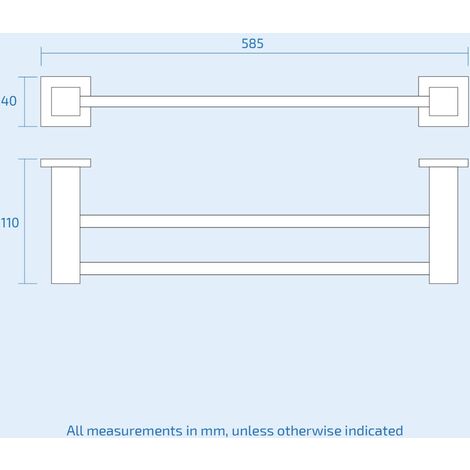 Square Double Towel Rail Chrome