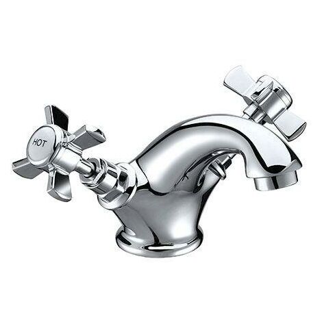Edwardian traditional Bathroom Cross Head Sink Basin Mono Mixer Chrome Tap
