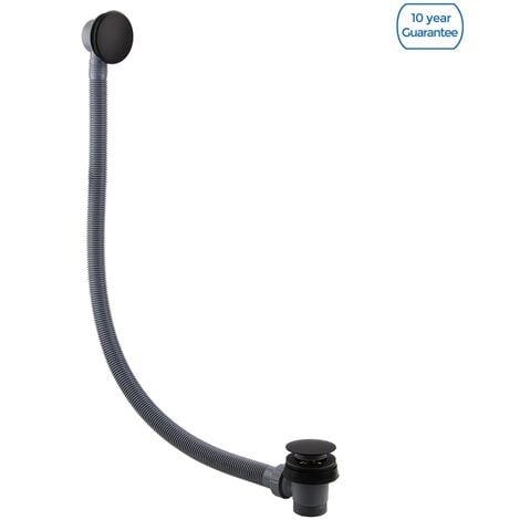 Round Easy Clean Flexible Matt Black Bath and Sprung Waste with Overflow