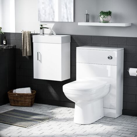 Nanuya 400mm Vanity Basin Unit, WC Unit & Elso Back to Wall Toilet White