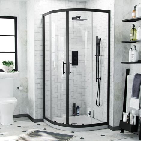 Saturn Modern Black Quadrant 900 Corner Shower Enclosure