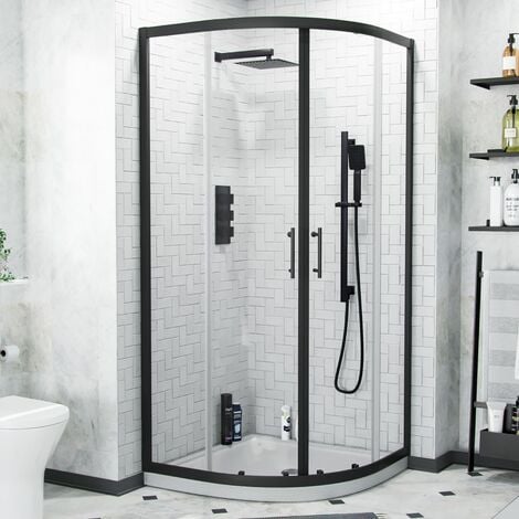 Saturn Modern Black Quadrant 900 Corner Shower Enclosure