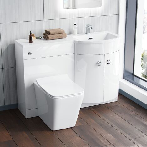 Dene RH 1100mm Vanity Basin Unit & Debra Back To Wall Toilet White