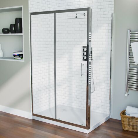 1200 mm Slider Shower Door Enclosure with 900 Framless Glass Panel Screen + Tray (1/5)