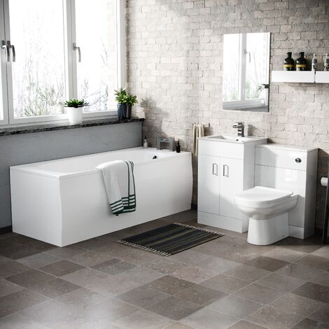 Nanuya Basin Vanity & WC Toilet Pan Soft Close Seat and Bath Suite