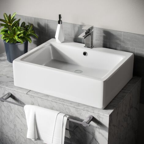 Lomond Rectangle 600 mm Large Counter Top or Wall Hung Basin (1/5)