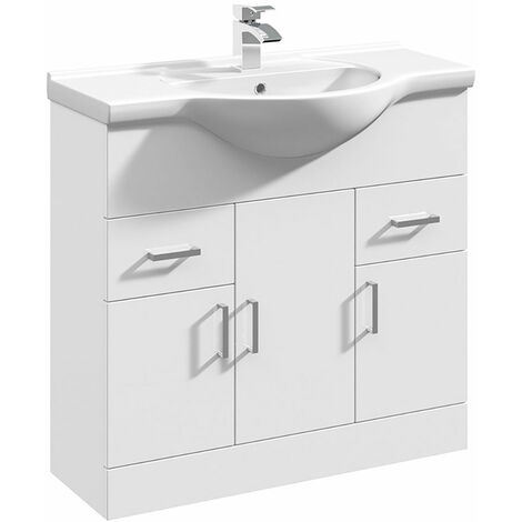 Dyon 850mm Floorstanding 3 Door Basin Vanity Unit White